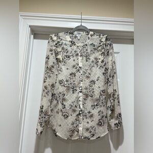 Express Cream Floral Button-Up Shirt